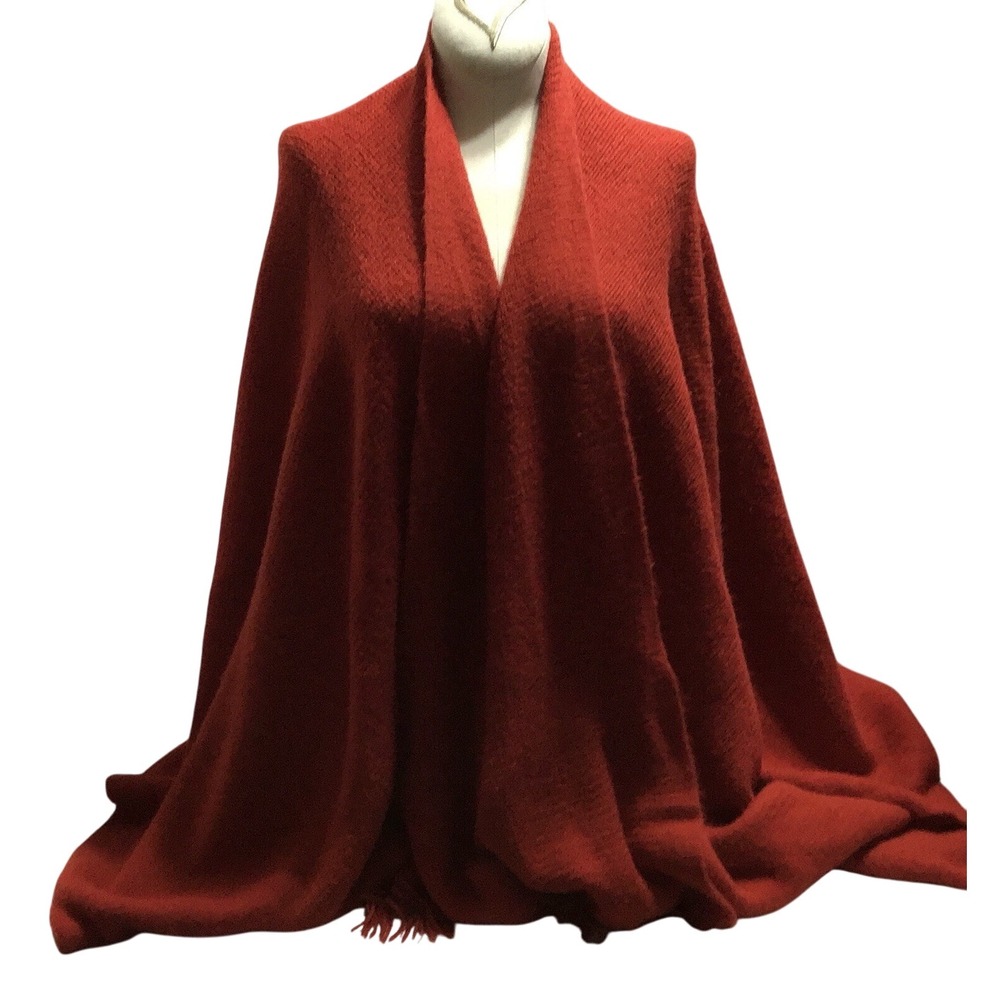Charter Club Red‎ Blanket Wrap And Scarf all In One Knit Soft Fringed Oversized